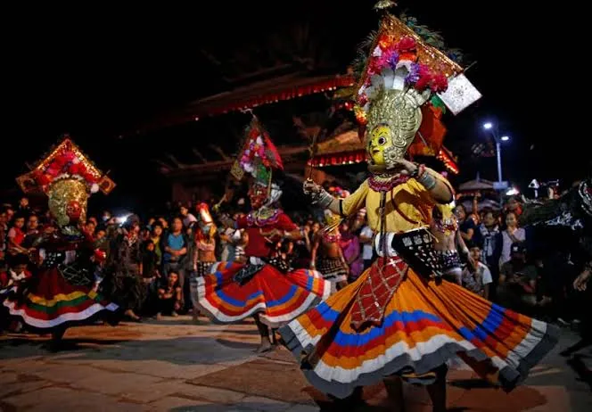 Chariot procession during Indra Jatra festival in Kathmandu Durbar Square