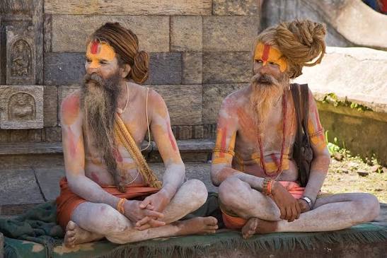 A Sadhu (Hindu holy man) with ash on his face at Pashupatinath Temple